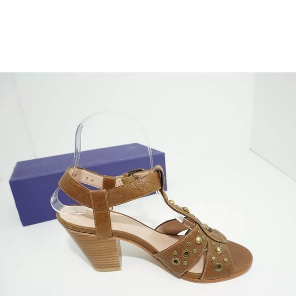 Stuart Weitzman Brown Nappa Leather Heel Sandals - Picture 4 of 8